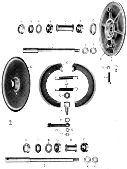 Tafel 23 Gruppe: Fahrgestell (Vorderradbremse, Radlager, Achsen)