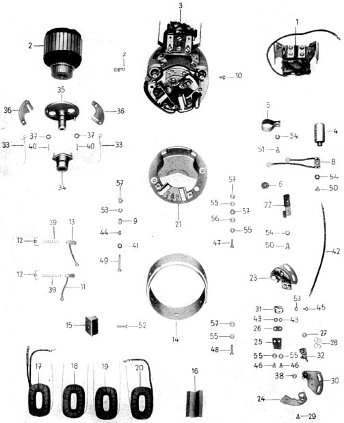 Tafel 28 Gruppe: Elektrische Ausrüstung (Lichtmaschine GMR 6/45 (Einzelteile))