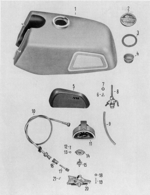 Tafel 16 Fahrgestell (Kraftstoffbehälter, Tachometer)