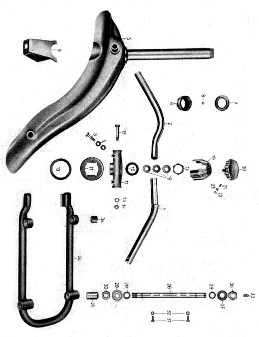 Tafel 10 Gruppe: Motor (Lenker, Steuerkopf und vorderer Schwingarm)