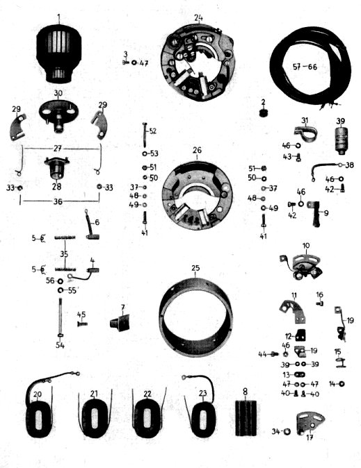 Tafel 18 Gruppe: Elektrische Ausrüstung (Lichtmaschine LMZR 6 Volt 45 Amp.)