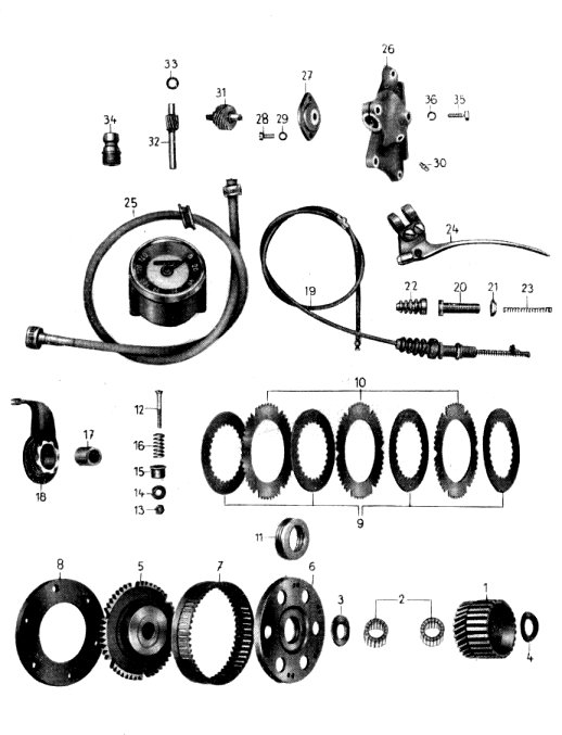 Tafel 6 Gruppe: Motor (Kupplung - Tachometer mit Antrieb)