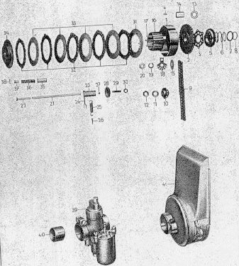 Tafel 4 Gruppe: Motor (Kupplung, Vergaser, Naßluftfilter)