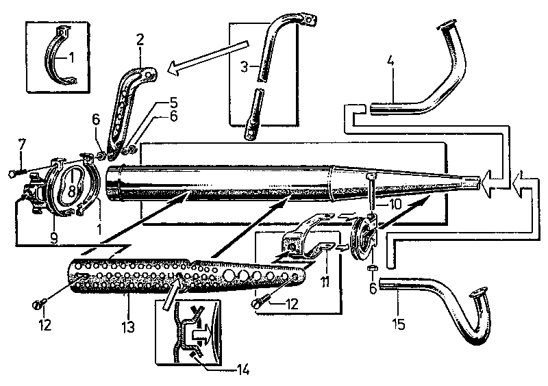 Abgasanlage II Tafel 12<br><font size=-1>(nur die Teile, die gegenüber der Abgasanlage I unterschiedlich sind)</font>
