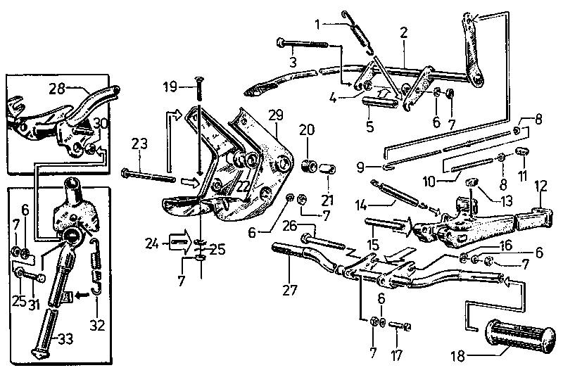 Motorlager, Kippständer, Fußrastenträger und Fußbremshebel S 51, S 70 und S 51/1, S 70/1 Tafel 16
