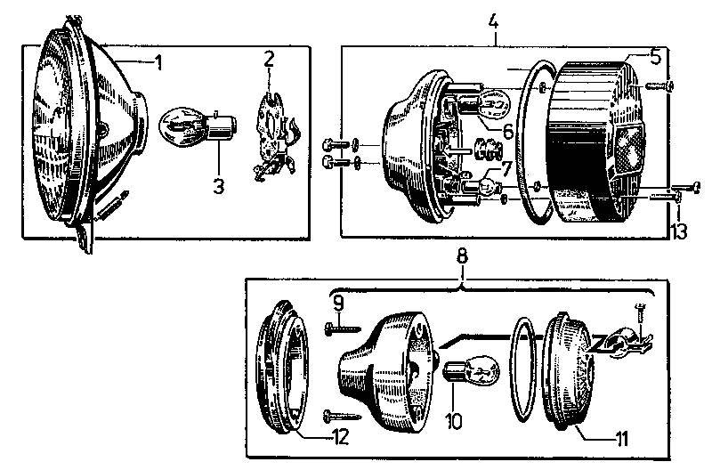 Scheinwerfer, Blink- und Rückleuchte (der S 51, S 70 und S 51/1, S 70/1 Scheinwerfer ist auf der Tafel 38 abgebildet) Tafel 37
